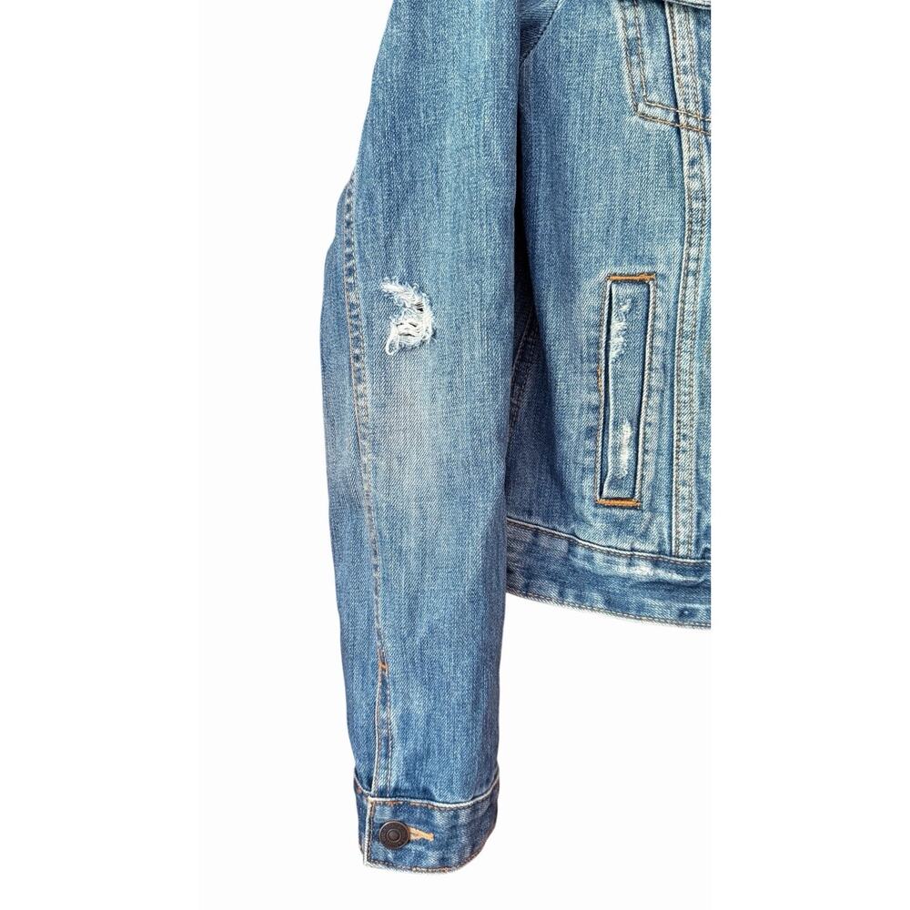 Abercrombie & Fitch Vintage Distressed Denim Trucker Jacket Y2K Women's Size M - Picture 8 of 16